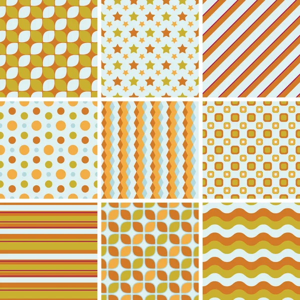 Set Simple Seamless Patterns Bright Colors — Stock Vector