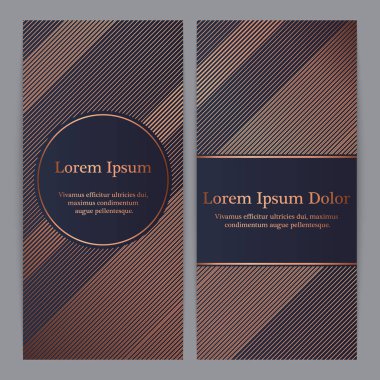 Bakır ve mavi - çizgili desenleri ile el ilanları. Davet, kartpostal veya afiş için.