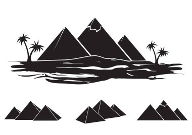 Antik Mısır silhouettes - piramitler farklı şekillerde kümesi.