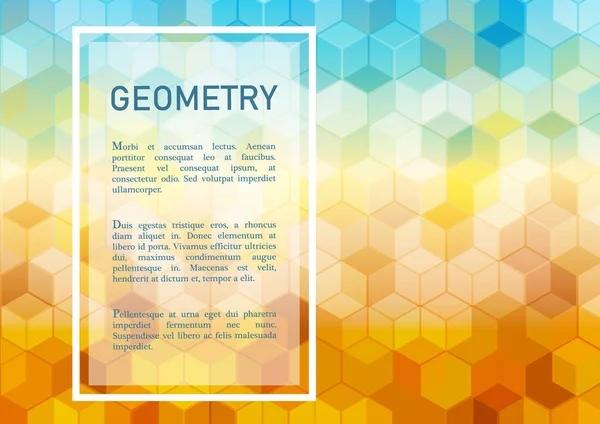 Geometrik Arka Plan Mavi Sarı Renkli Metin Için Yer Ile — Stok Vektör