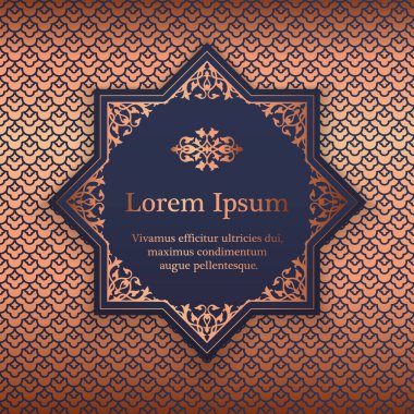 Arka plan bakır çiçek desenli. Osmanlı ve İslam süsler esinlenerek. Düğün davetiyesi, kitap kapağı veya el ilanı