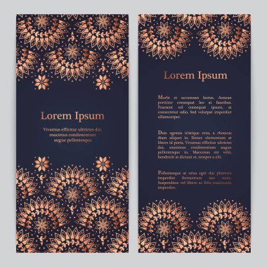 Bakır rengi soyut etnik süsleme afiş yuvarlak. Eski Yunan, Arap ve Türk motifleri dayalı.