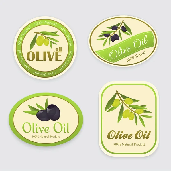 Olivenöl Etiketten Set Mit Drei Etiketten — Stockvektor