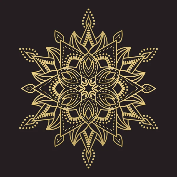 抽象的な民族飾りマンダラ ラウンド ゴールド カラー — ストックベクタ