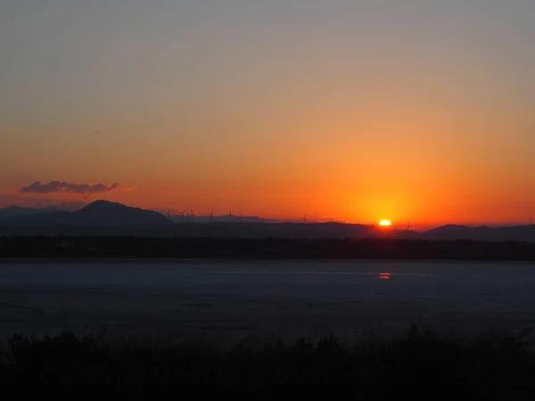 Дивовижний Захід Сонця Солоному Озері — стокове фото
