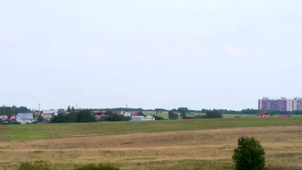 Dunkelhimmelgrünes Feld Und Stadt Hintergrund — Stockvideo