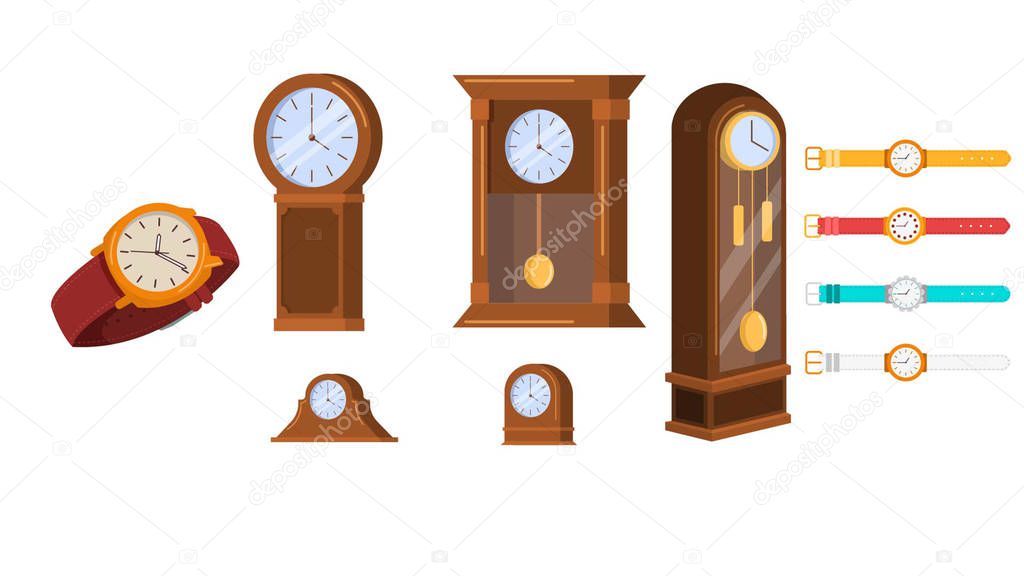 Clocks isolated vector illustration