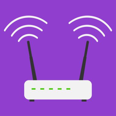 Düz tasarım simgeleri Mor arka plan üzerinde Internet wifi yönlendirici
