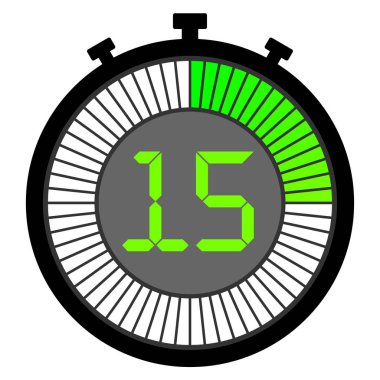 yeşil ile başlayan bir degrade kadran ile elektronik kronometre. 15 saniye