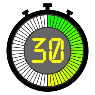 yeşil ile başlayan bir degrade kadran ile elektronik kronometre. 30 saniye
