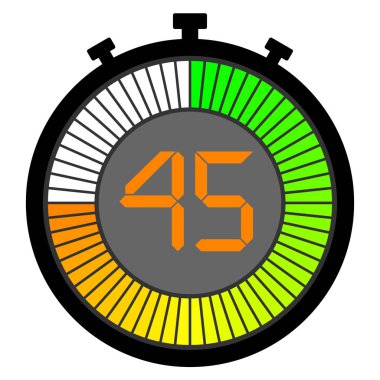 yeşil ile başlayan bir degrade kadran ile elektronik kronometre. 45 saniye