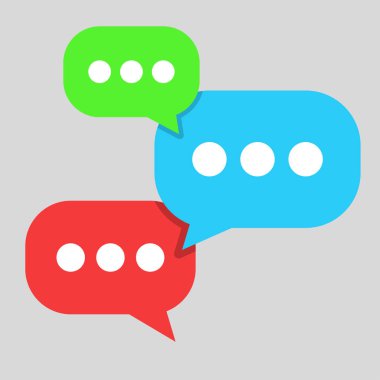 üç yorum simgesi. Yeşil, mavi, kırmızı.