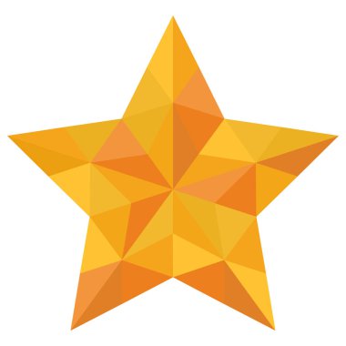 Beyaz arka planda üçgenleşme sarı yıldız