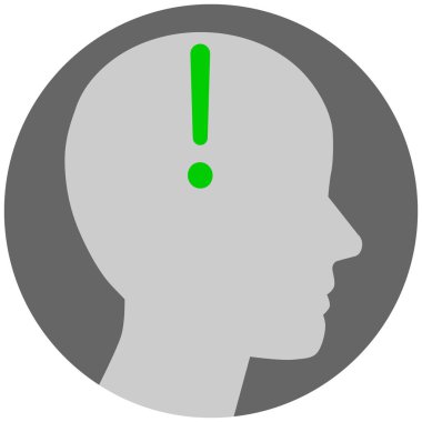 kafa simgesinde yeşil ünlem işareti