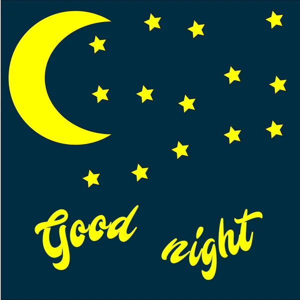 stock vector Good Night banner with moon and stars