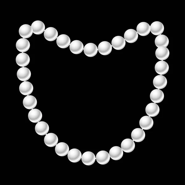 White pearl necklace on the black background — Stock Vector