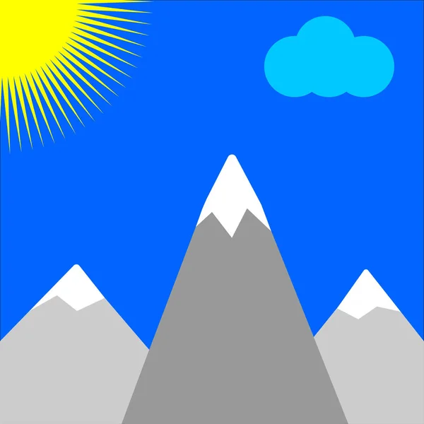 Montañas Sol Nubes — Vector de stock