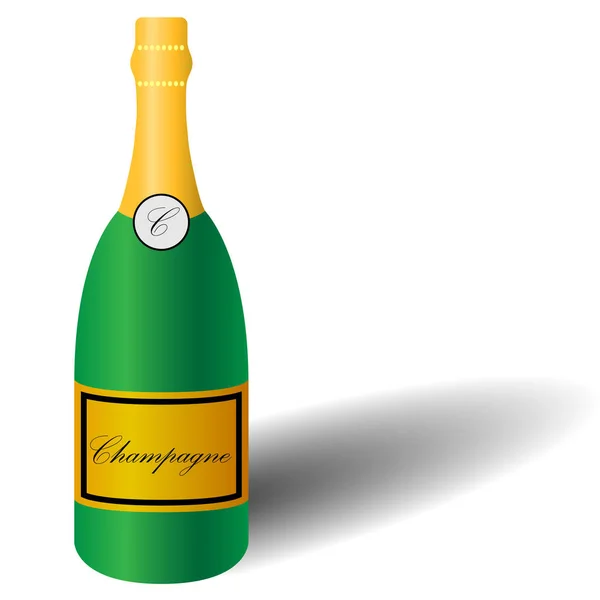 A bottle of champagne with a shadow — Stock Vector