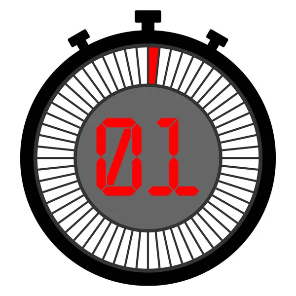 Stopwatch icoon. 1 seconden. Rode. Pictogram — Stockvector