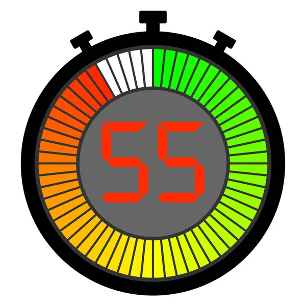 Cronômetro eletrônico com um mostrador gradiente começando com verde. 55 segundos —  Vetores de Stock