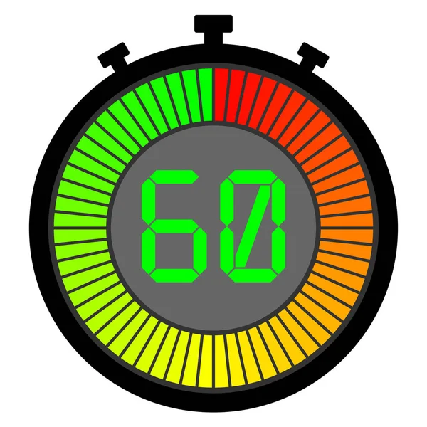 Cronómetro electrónico con esfera degradada a partir de color rojo. 60 — Vector de stock