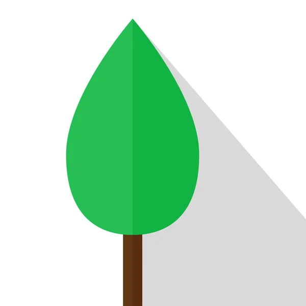 Árbol con sombra sobre fondo blanco — Vector de stock