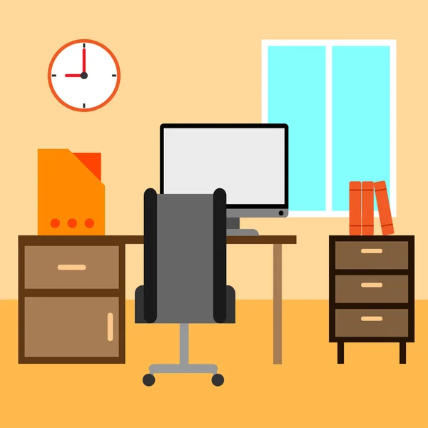 Cool workplace office with computer — Stock Vector