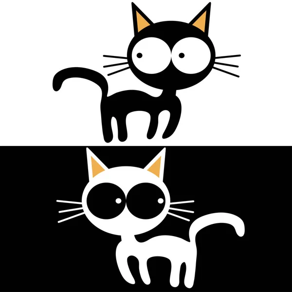Black cat and white cat — Stok Vektör