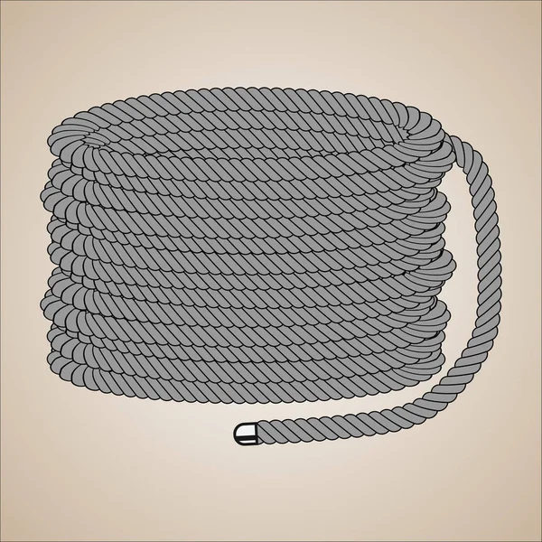 Grey coil of rope — Stock Vector
