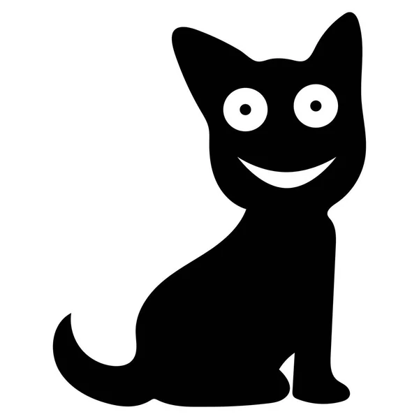 Gatto nero sorridente su sfondo bianco — Vettoriale Stock