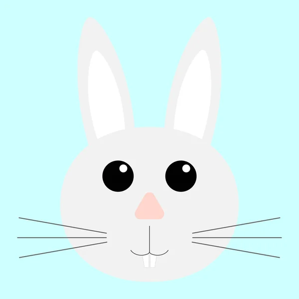 Face of a gray rabbit on blue background. Flat design. — Stock Vector