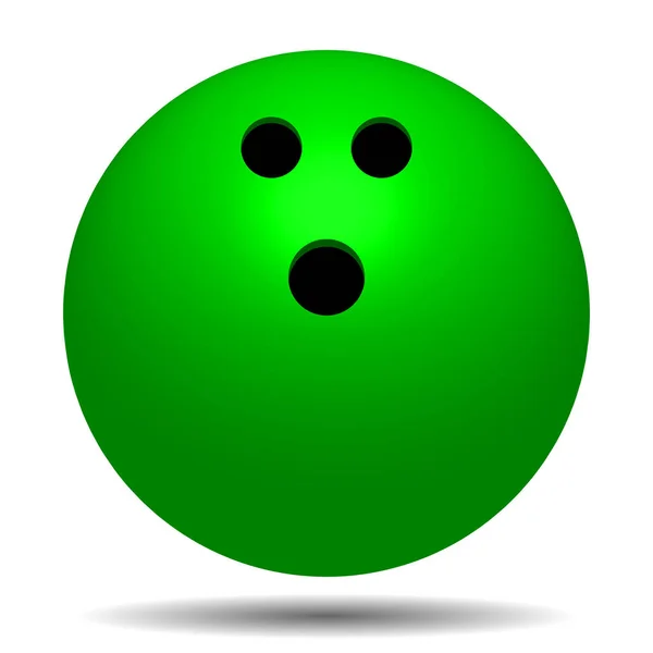 Bola bowling hijau dengan bayangan - Stok Vektor
