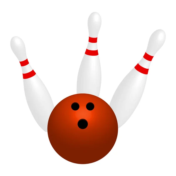 Sport orange Bowlingball und 3 Pins — Stockvektor