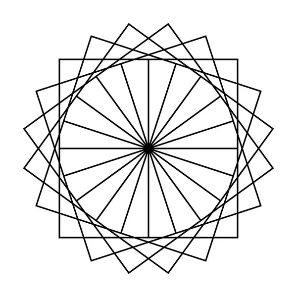 Abstraction de motif noir des carrés dans un cercle — Image vectorielle