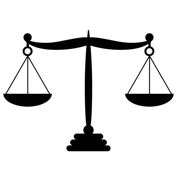 Siyah Hukuk denge sembolü. Düz tasarımlı Terazi