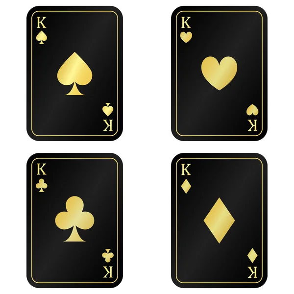 Altın ile dört siyah kart kral ayarlamak — Stok Vektör
