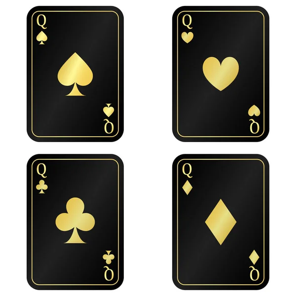 Altın ile Set Four Queens siyah kart
