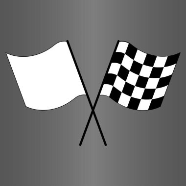 Gri yol geçmişinde yarış bayrağı ve beyaz bayrak