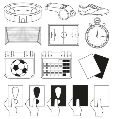 14 futbol element siyah beyaz ayarla