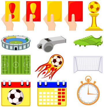 Renkli çizgi film Futbol Şampiyonası 14 element ayarla.