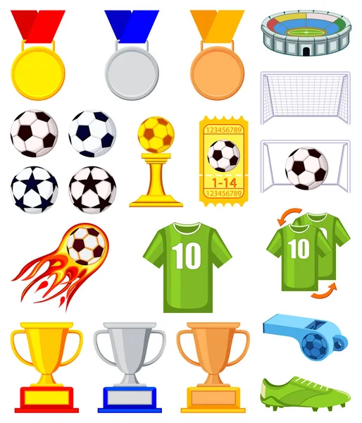 Färgglada cartoon soccer 20 element set — Stock vektor