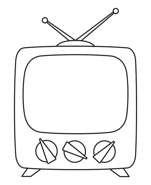 Linie Umění Černobílé Retro Televize Omalovánky Pro Dospělé Děti Media — Stockový vektor