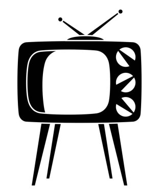 Yüksek stand siluet siyah retro tv