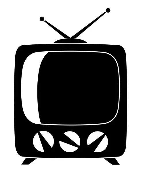 Sziluettjét fekete retro televízió — Stock Vector