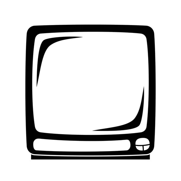 Black old television monitor silhouette — Stock Vector