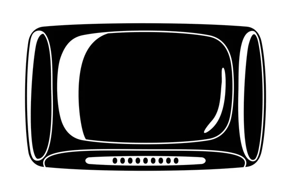 Černý Vintage Televize Silueta Izolovaných Bílém Pozadí Media Téma Vektorové — Stockový vektor