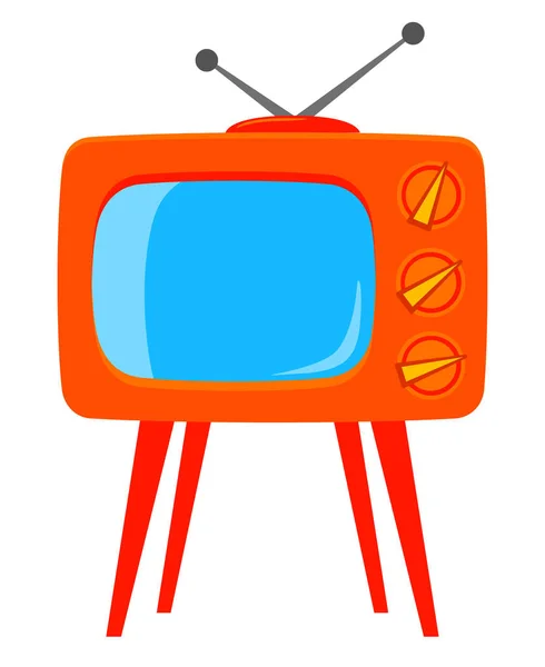 Красочный мультяшный ретро-телевизор на высоком стенде — стоковый вектор