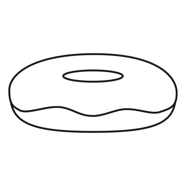 Line Art schwarz-weißer Donut Seitenansicht — Stockvektor