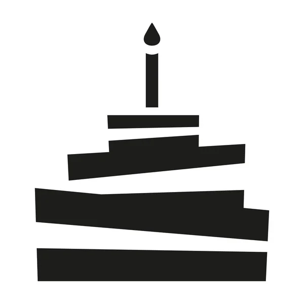 Černá a bílá narozeninový dort silueta — Stockový vektor