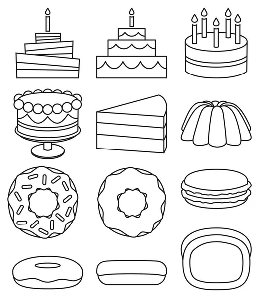 Hat sanat siyah beyaz 12 tatlı Icon set
